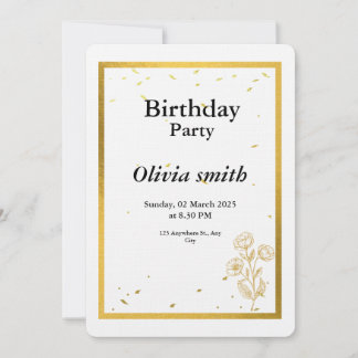 Elegant Gold Foil Blommigt Birthday-inbjudan Inbjudningar