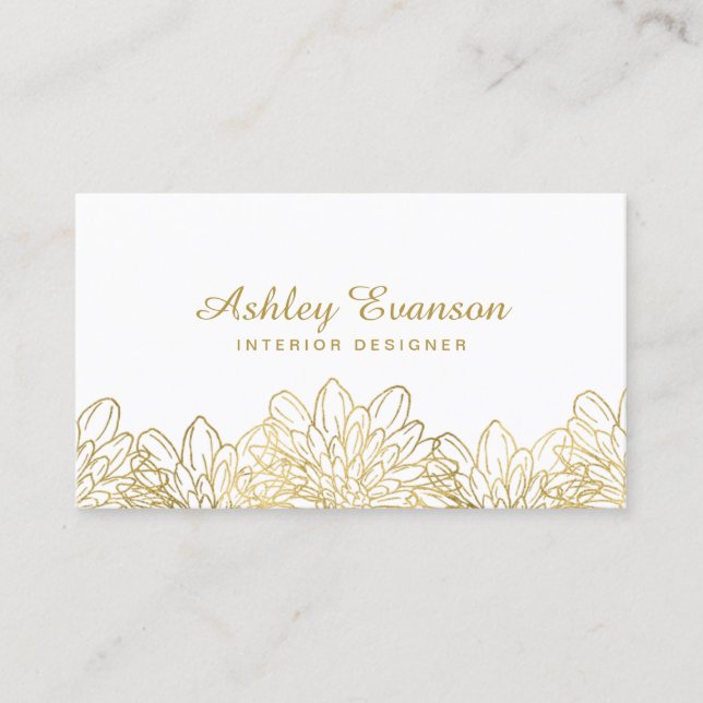 Elegant Gold Foil Blommigt Modern Flowers Visitkort (Framsida)