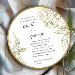 ELEGANT GOLD FOIL BLOMMIGT PAR SHOWER INBJUDAN