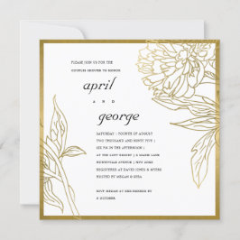 ELEGANT GOLD FOIL BLOMMIGT PAR SHOWER INBJUDAN