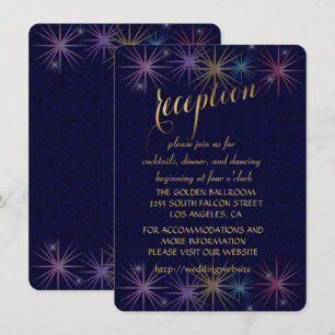 Elegant Gold Foil Blue Glitter Recept Enclosure Inbjudningar
