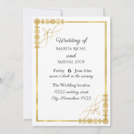Elegant Gold Foil Bröllop Inbjudningar