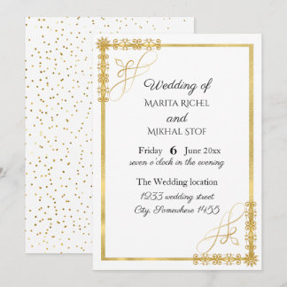 Elegant Gold Foil Bröllop Inbjudningar