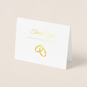 Elegant Gold Foil Bröllop Tack Simple Ringar Folierat Kort