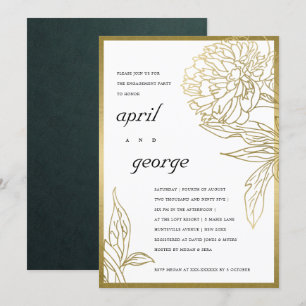 ELEGANT GOLD FOIL CLASSY BLOMMIGT FÖRLOVNING INBJU TACK KORT