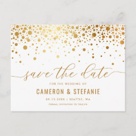 Elegant Gold Foil Confetti Vit Spara datum Vykort