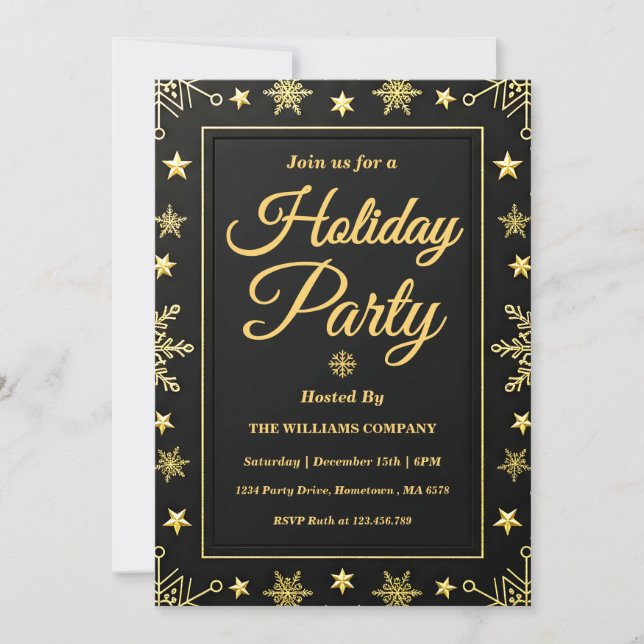 Elegant Gold Foil Corporate Holiday Party Inbjudningar (Framsida)