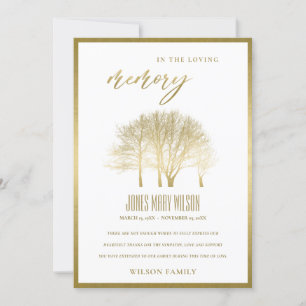 ELEGANT GOLD FOIL FALL TRÄD SYMPATI MEMORIAL TACK KORT