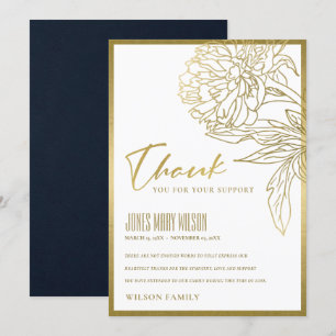 ELEGANT GOLD FOIL FAUX BLOMMIGT SYMPATI MEMORIAL T TACK KORT