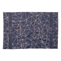 Elegant Gold Foil Geometric Polygon Navy Blue