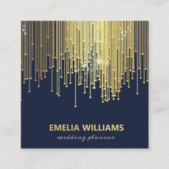 Elegant Gold Foil Gradient Crystal Confetti Denim Fyrkantigt Visitkort (Framsida)