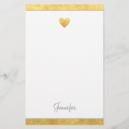 Elegant Gold Foil Gräns Heart Modern Script Brevpapper