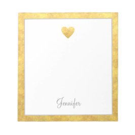 Elegant Gold Foil Gräns Heart Modern skrift Anteckningsblock