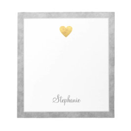 Elegant Gold Foil Heart Modern Script Personlig Anteckningsblock