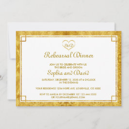 Elegant Gold Foil Heart REHEARSAL DINNER Inbjudan