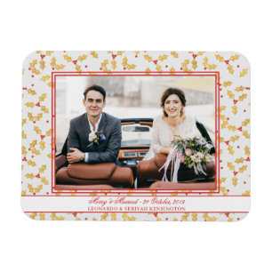 Elegant Gold Foil Holly Merry, gift jul Magnet