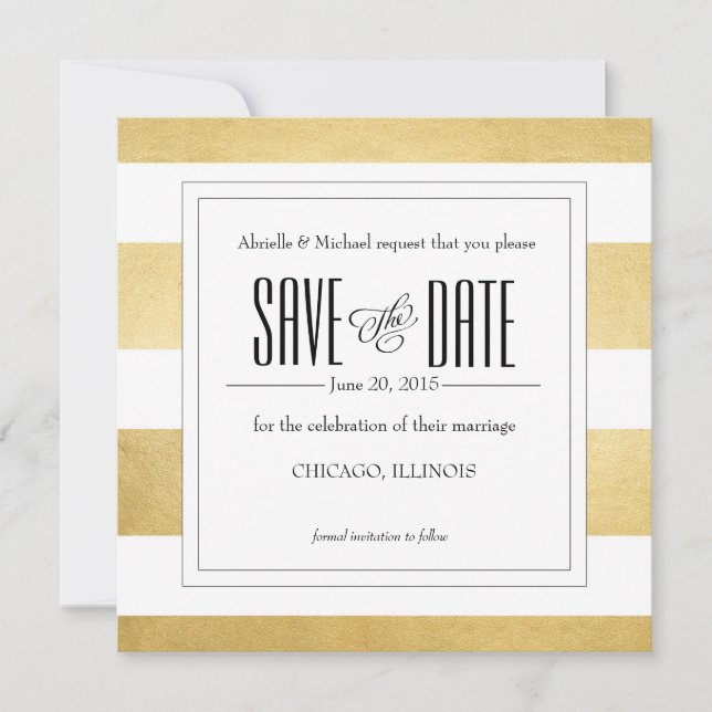 Elegant Gold Foil Modern Rand Spara datum Datumet (Framsida)