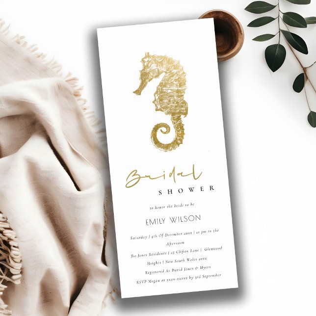ELEGANT GOLD FOIL NAVY SEAHORSE MÖHIPPA INBJUDNINGAR (Skapare uppladdad)
