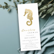 ELEGANT GOLD FOIL NAVY SEAHORSE PAR SHOWER