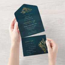 ELEGANT GOLD FOIL NAVY UNDERVATTEN SJÖGRÄS BRÖLLOP