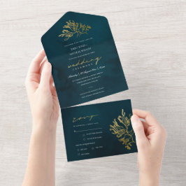 ELEGANT GOLD FOIL NAVY UNDERVATTEN SJÖGRÄS BRÖLLOP