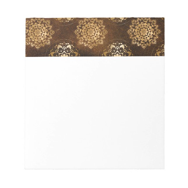 Elegant Gold Foil och Black Indian Mandala Anteckningsblock (Framsida)