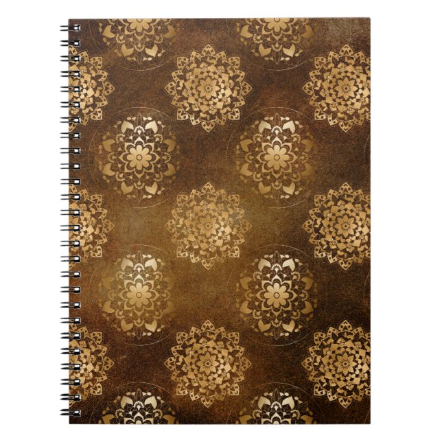 Elegant Gold Foil och Black Indian Mandala Anteckningsbok (Framsidan)