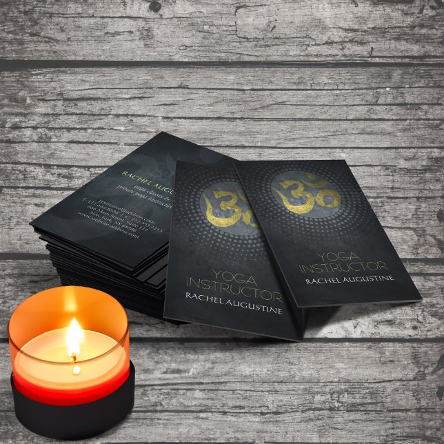 Elegant Gold Foil Om Symbol & Yoga Mandala Blommig Visitkort (Skapare uppladdad)