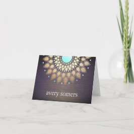 Elegant Gold Foil Ornate Löv Mandala Wood Anteckningskort