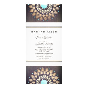 Elegant Gold Foil Ornate Löv Mandala Wood LOOK Reklamkort