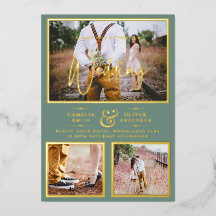 Elegant GOLD FOIL Photo Collage Sage Bröllop