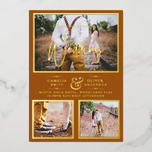 Elegant GOLD FOIL Photo Collage Terracotta Bröllop