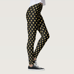 Elegant Gold Foil Polka Dot Mönster - Guld & Blac Leggings