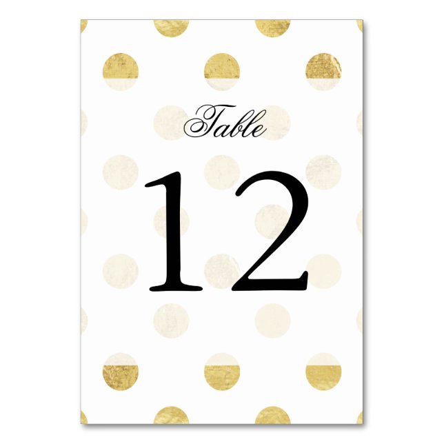 Elegant Gold Foil Polka Dot Mönster - Guld & White Bordsnummer (Framsidan)