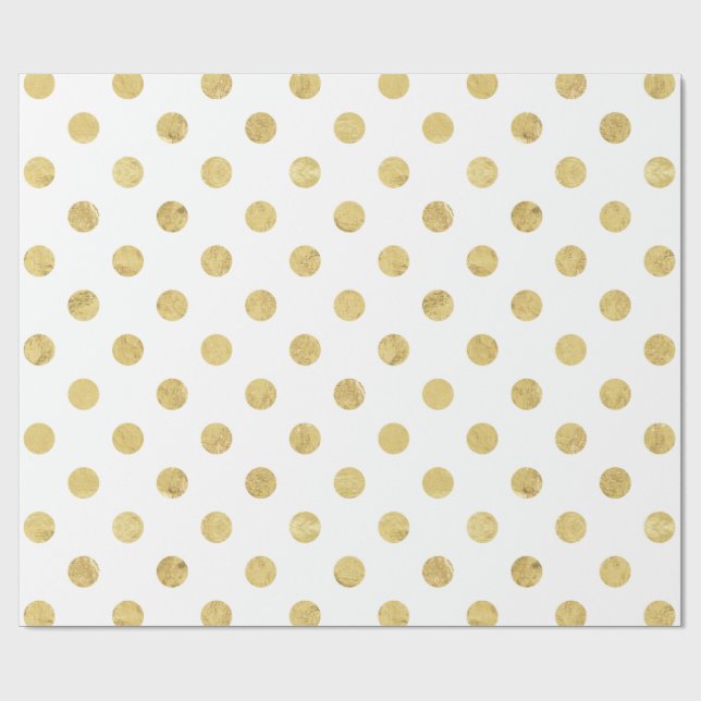 Elegant Gold Foil Polka Dot Mönster - Guld & White Presentpapper (Platt)