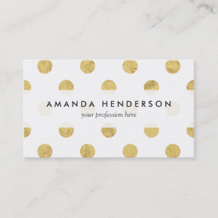 Elegant Gold Foil Polka Dot Mönster - Guld & White Visitkort