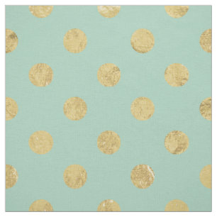 Elegant Gold Foil Polka Dot Mönster - Teal Guld Tyg