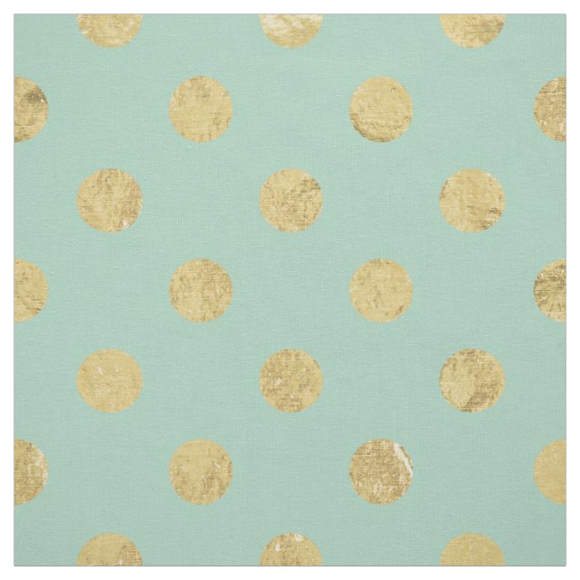 Elegant Gold Foil Polka Dot Mönster - Teal Guld Tyg (Provkarta)