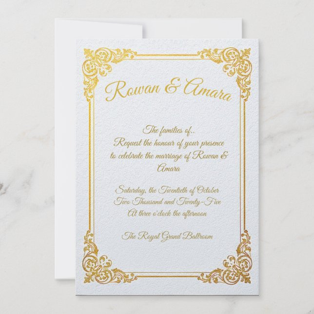 Elegant Gold Foil Royal Wedding Invitation  Inbjudningar (Framsida)