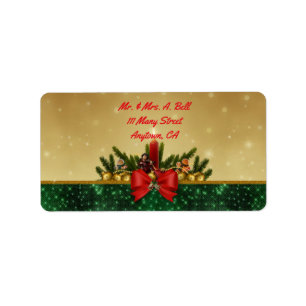 Elegant Gold Foil Se jul Adressetikett
