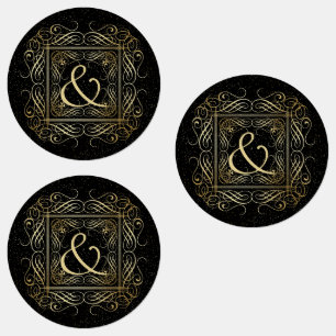 Elegant Gold Foil See Scrollwork Script på Black Klistermärke
