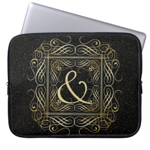 Elegant Gold Foil See Scrollwork Script på Black Laptop Fodral