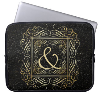 Elegant Gold Foil See Scrollwork Script på Black Laptop Fodral