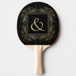 Elegant Gold Foil See Scrollwork Script på Black Pingisracket