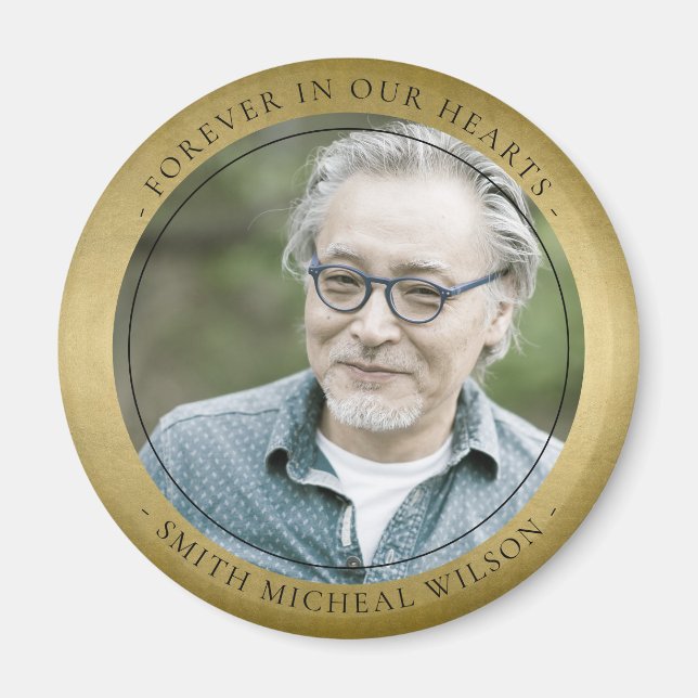 ELEGANT GOLD FOIL SYMPATHY MEMORIAL PHOTO MAGNET (Framsidan)