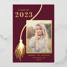 Elegant Gold Foil Tassel Studenten Announcement