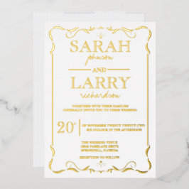 Elegant Gold Foil Traditional Wedding bjudande