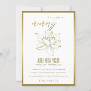 ELEGANT GOLD FOIL VATTEN LILY SYMPATHY MEMORIAL TACK KORT