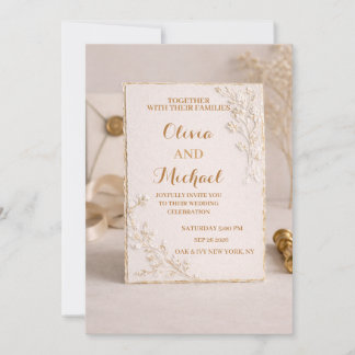 Elegant Gold Foil Wedding Invitation Inbjudningar