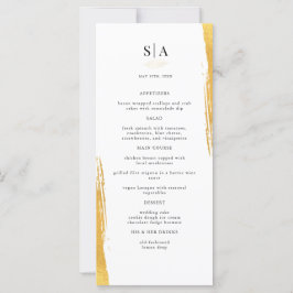 Elegant Gold Foil White Bröllop Dinner Menu